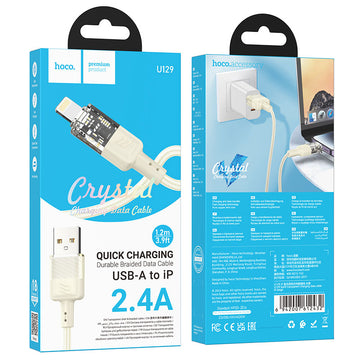 Cablu Date si Incarcare Hoco U129, USB-A la Lightning, 18W, 2.4A, Crystal, 1.2m - Auriu