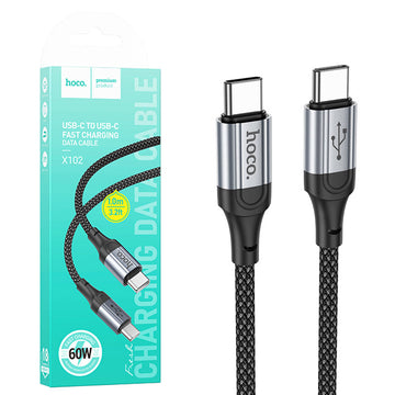 Cablu Date si Incarcare Hoco X102, USB-C, PD60W, QC3.0, 3A, Braided, 1m - Negru