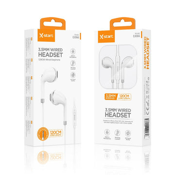 Casti cu Fir X-Start EJ066, In Ear, 3.5mm, 1.2m, Mic & Volume Key, Crystal - White+Silver