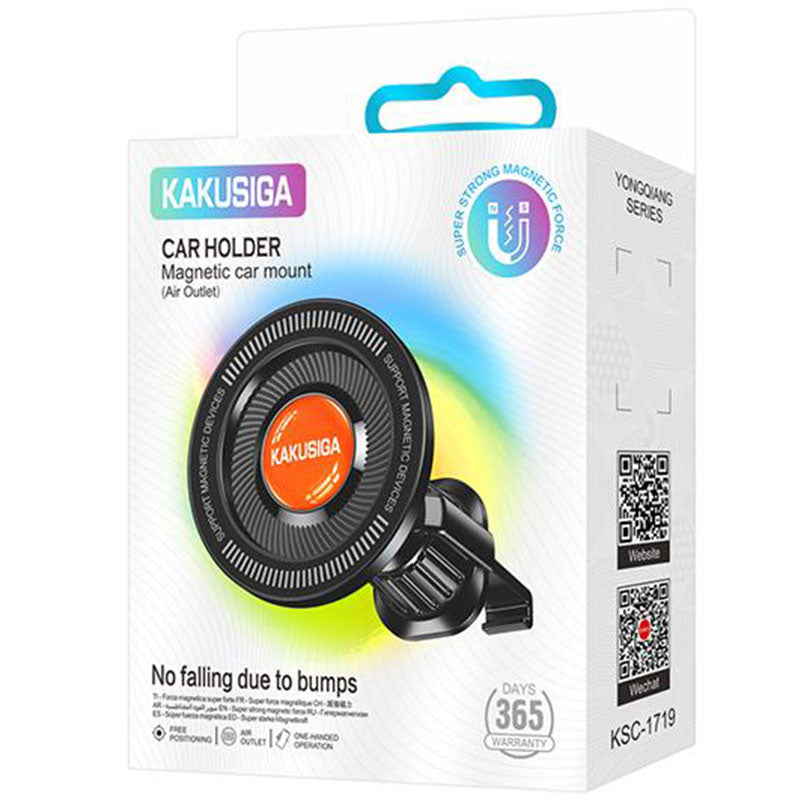 Kaku (KSC-1719) - Suport Auto, Magnetic, montaj Ventilatie, MagRing, Pull Hook, Compact Size, Black