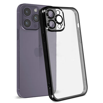 Husa Plating pentru iPhone 11 Pro Max, Silicon Slim, Clear - Negru
