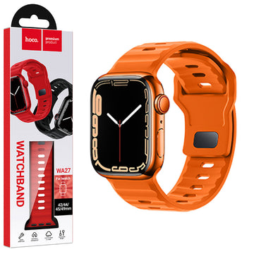 Hoco WA27, Curea Silicon, Universal Size 42/44/45/49mm, Flexibile Band, Stepped - Portocaliu