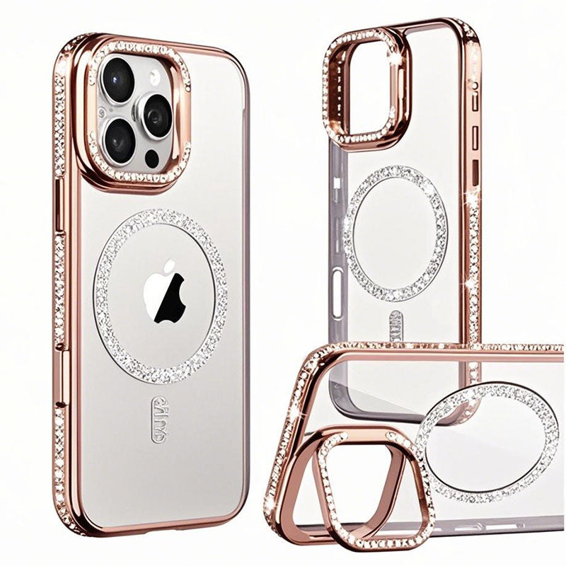 Husa Crystal Plated - iPhone 14 Pro, MagCase, CamStand, Rose