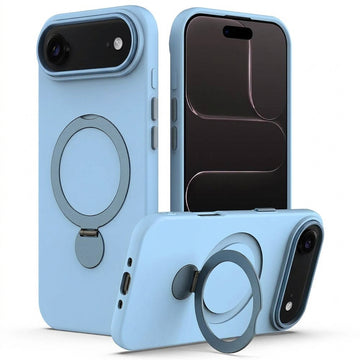Husa SoftRing pentru iPhone 17 Air, Magnetica, UltraSoft, Stand Ring, Microfiber + PC - Albastru