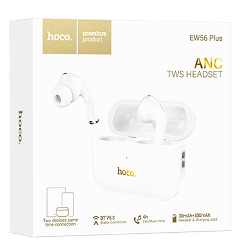 Hoco (EW56 Plus) - Casti Wireless, Ear Buds, 150h StandBy, ENC Noise, Generoso, White