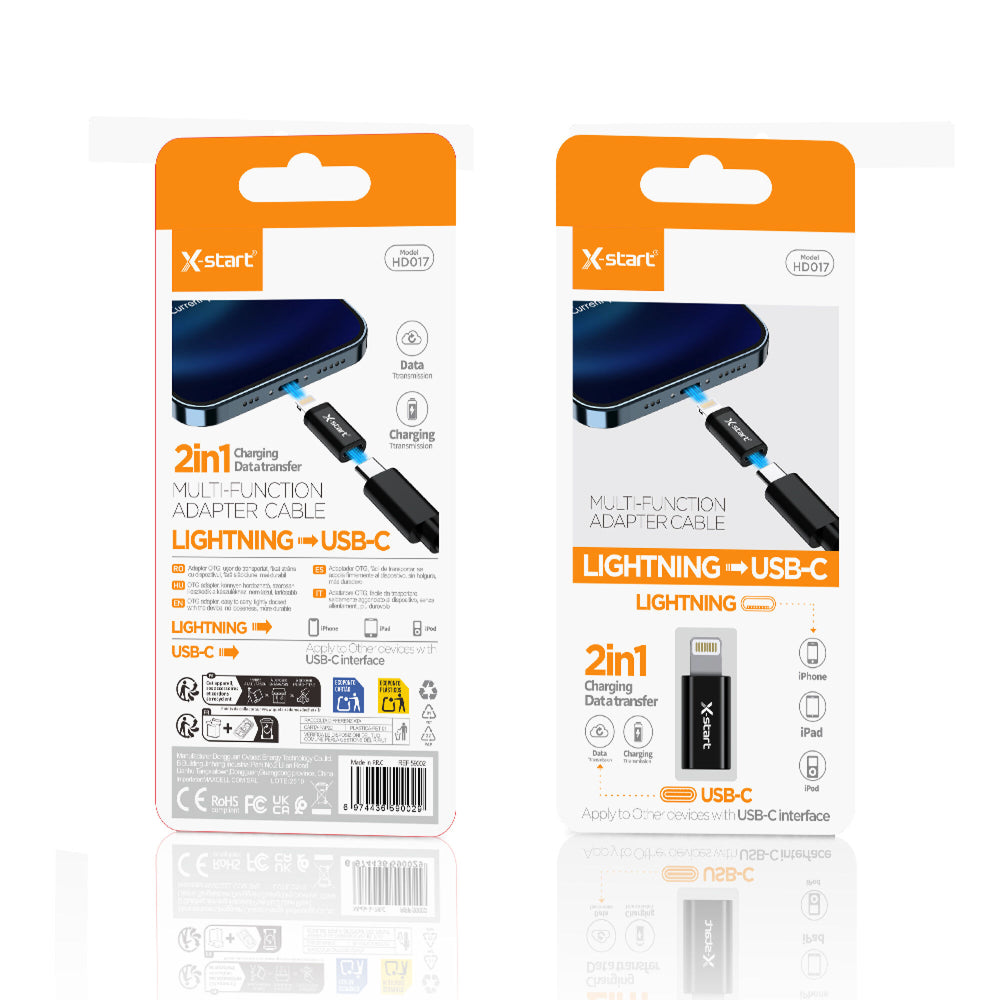 X-Start (HD017) - Adaptor OTG Transfer, Lightning la USB-C, Black