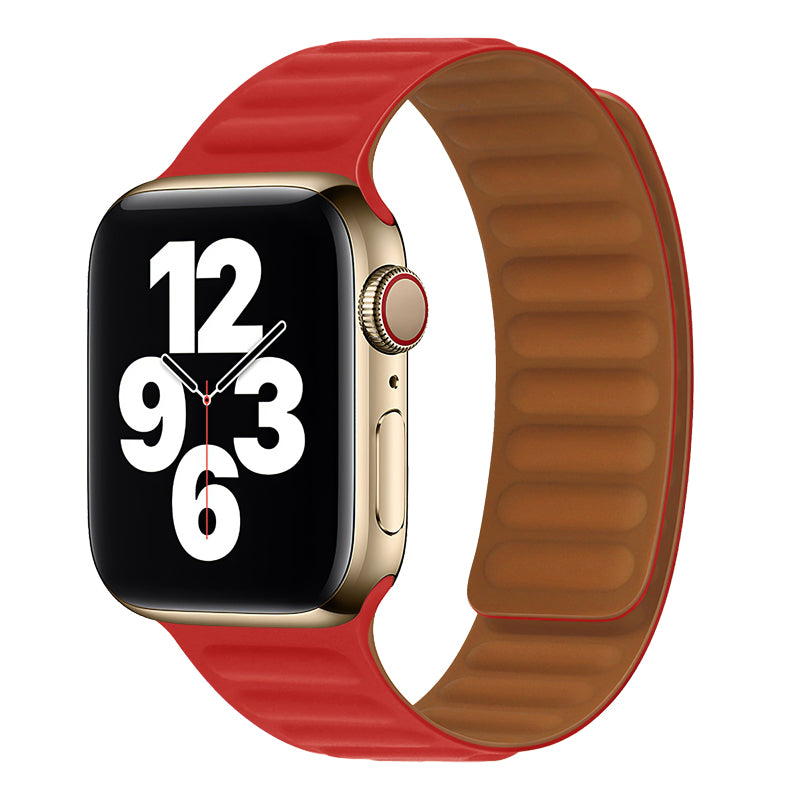 Curea Hoco WA21 pentru Apple Watch, Magnetic Chain, Silicon 42/44/45/49mm - Rosu