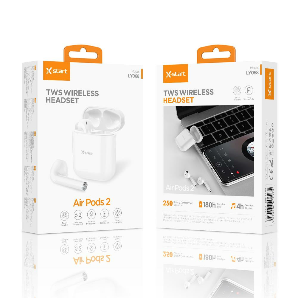 X-Start (LY-068) - Casti Wireless, In-Ear, 180h StandBy, 250mAh, NC, PopUp, White