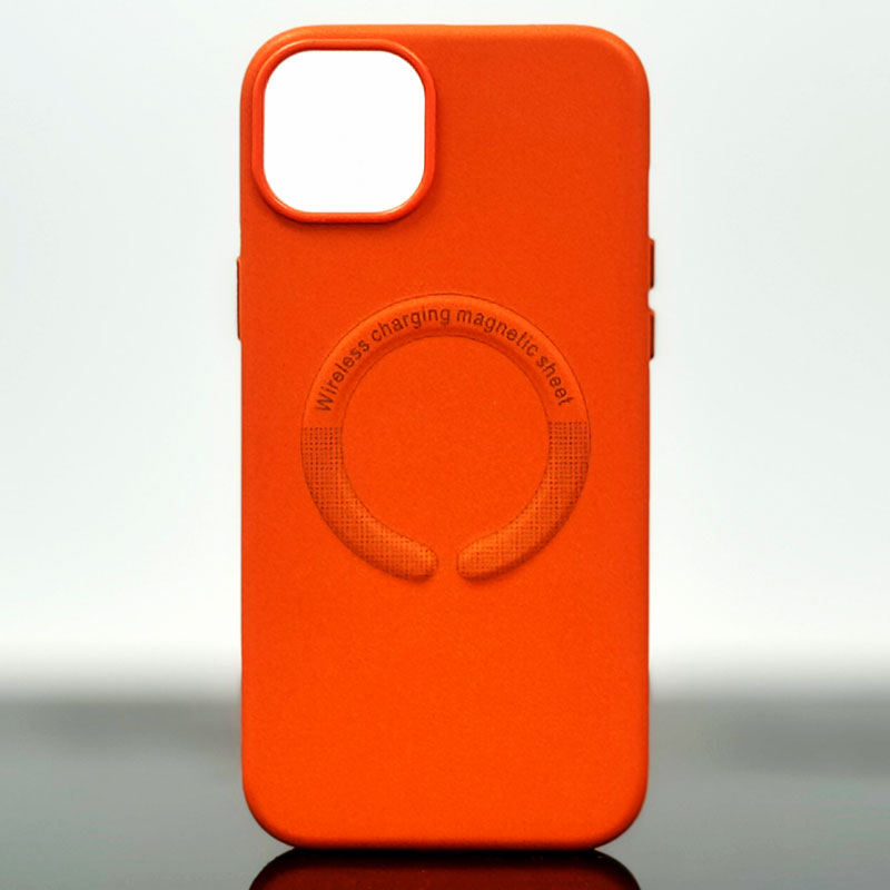 Husa Kraft - iPhone 15 Plus, cu MagSafe, Eco-Leather, Orange