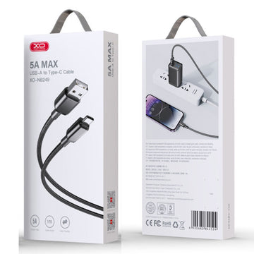 Cablu Date si Incarcare, USB-A la USB-C, 5A, Braided, 1m, Negru