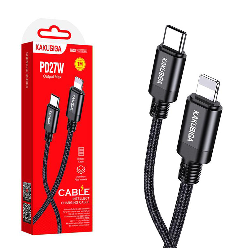 Cablu Date si Incarcare Kaku KSC-970, USB-C la Lightning, PD27W, QC3.0, Braided, 1m - Negru