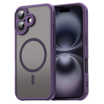 Husa MagFrost Pro pentru iPhone 16, Matte MagSafe, Frosted - Rama mov