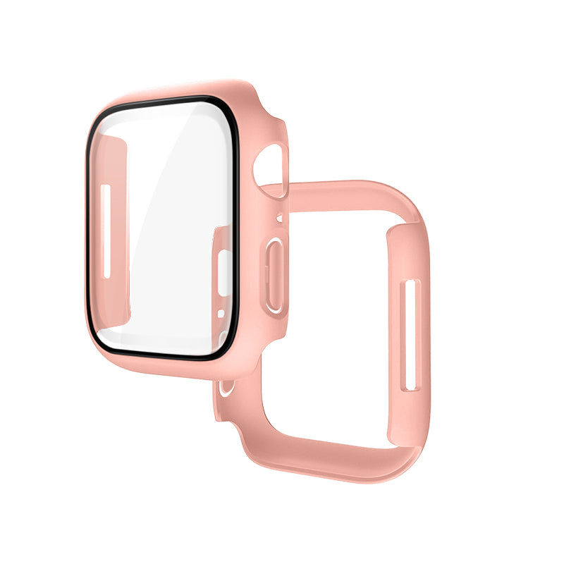 Hoco (WS4) - Rama protectie cu folie integrata, iWatch Series 7/8, PC, (41mm) - Pink