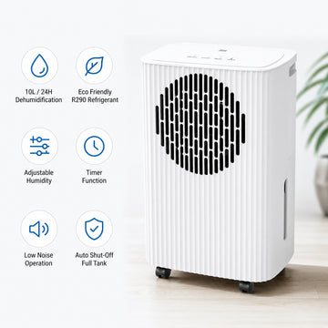 Dezumidificator aer Zilan ZLN1061, 10L/24h, timer, humidistat reglabil, display LED, 205W, alb