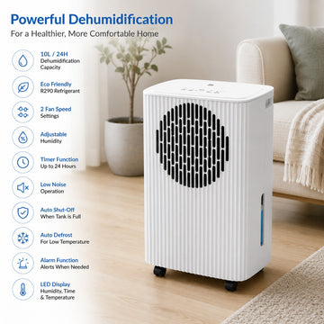 Dezumidificator aer Zilan ZLN1061, 10L/24h, timer, humidistat reglabil, display LED, 205W, alb