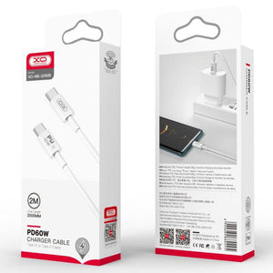 Cablu Date si Incarcare XO NB-Q190B, USB-C, PD60W, QC3.0, 2m - Alb