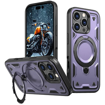 Husa Hybrid Armor pentru iPhone 15 Pro, MagRing, MultiAngle - Mov