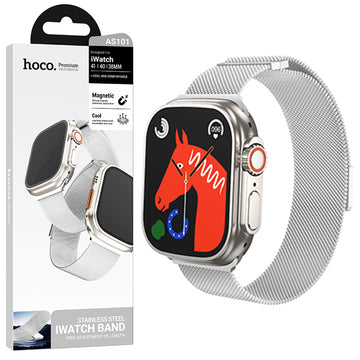 Hoco AS101, Curea iWatch 42/44/45/49mm Milanese, Metall - Negru