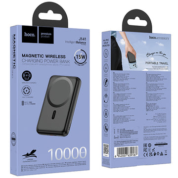 Baterie externa Hoco J141, Wireless, PD20W, 1xUSB-C 10000mAh - Negru