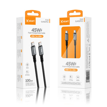Cablu Date si Incarcare X-Start SJX327CC, USB-C la USB-C, 45W, 1m - Negru