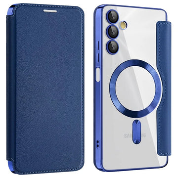 Husa MagFlip pentru Samsung A05s, Magnet, RFID Protect, Piele, Chrome Edge - Bleumarin