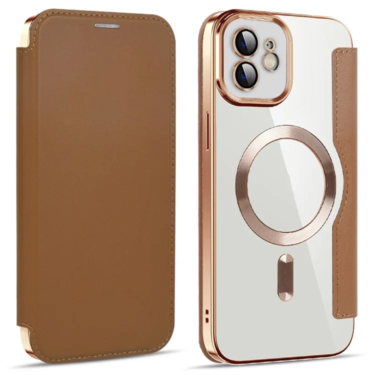 Husa MagFlip - iPhone 11, Magnet, RFID protect, Leather, Chrome Edge, Gold