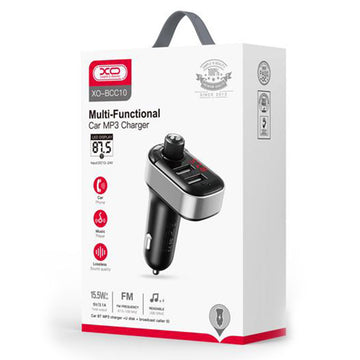 Modulator FM XO BCC10, 15.5W, 5V, 3.1A, 2xUSB-A, QC 3.0, Compact - Negru