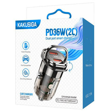 Incarcator Auto + Cablu Kaku KSC-1194, 1m, PD36W, 2xUSB-C - Negru