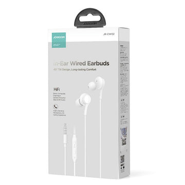 Casti cu Fir Joyroom JR-EW02, In Ear, 3.5mm, 1.2m, Mic & Volume Key, HiFi - Alb