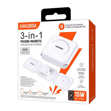 Incarcator Wireless Kaku KSC-1359, 15W, Qi Charging, Fast Charging, Foldable - Alb