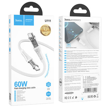 Cablu Date si Incarcare Hoco U111, USB-C, PD60W, QC3.0, 1m - Gri