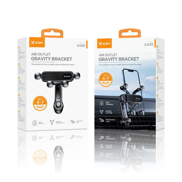 Suport Auto X-Start ZJ033, Montaj Ventilatie, Cleme Laterale, 360°, AutoGravity, Metall Lock - Negru