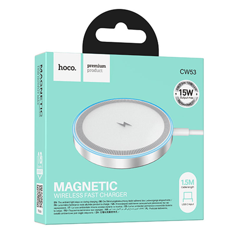 Hoco (CW53) - Incarcator Wireless, Magnetic, 15W, Qi Charging, Universal, Silver
