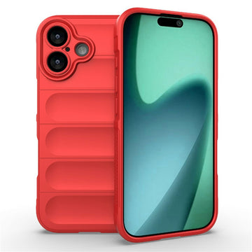 Husa Wave pentru iPhone 17, Grip Microfiber, ShockProof - Rosu