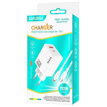 Incarcator Retea + Cablu Lightning Kaku KSC-1240, 1m, 18W, 3A, 1xUSB-C, FastCharge - Alb