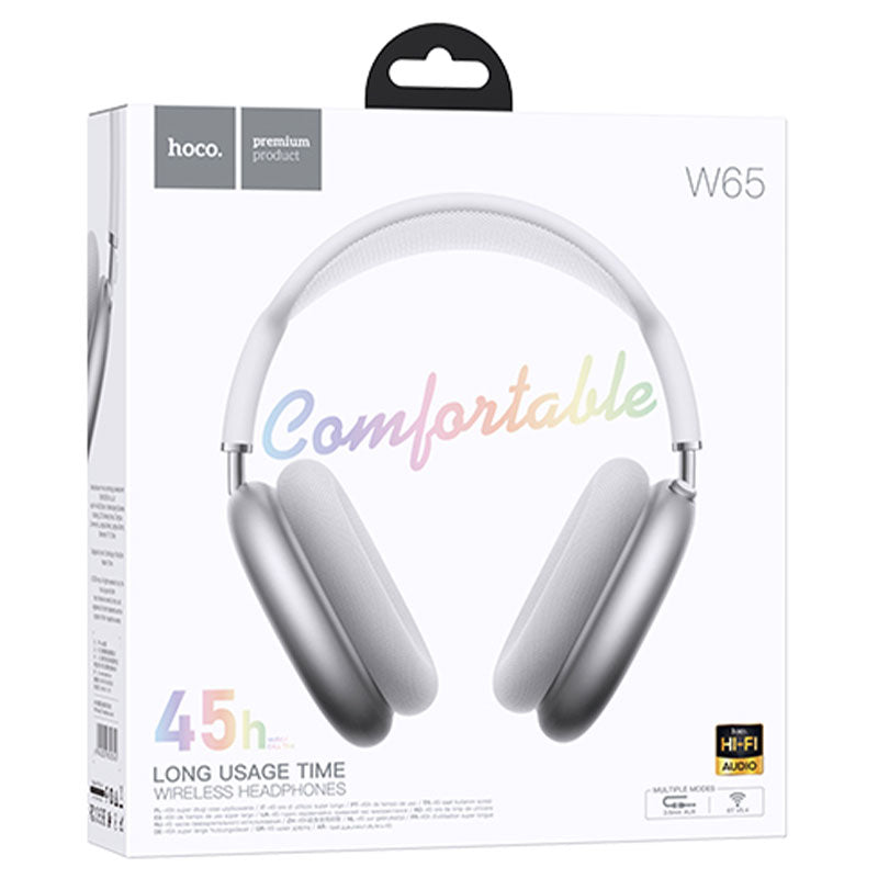 Hoco (W65) - Casti Wireless, Over Ear, BT 5.4, 45h StandBy, Silver
