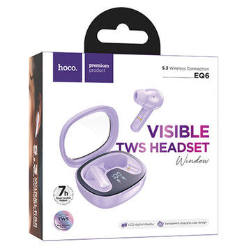 Casti Wireless Hoco EQ6, Ear Buds, BT 5.3, 180h StandBy, 320mAh, Shadow - Mov