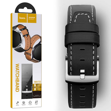 Hoco WH10, Curea Piele Ecologica, pentru Ceasuri, Conectori 22 Mm, GT Original Series - Negru