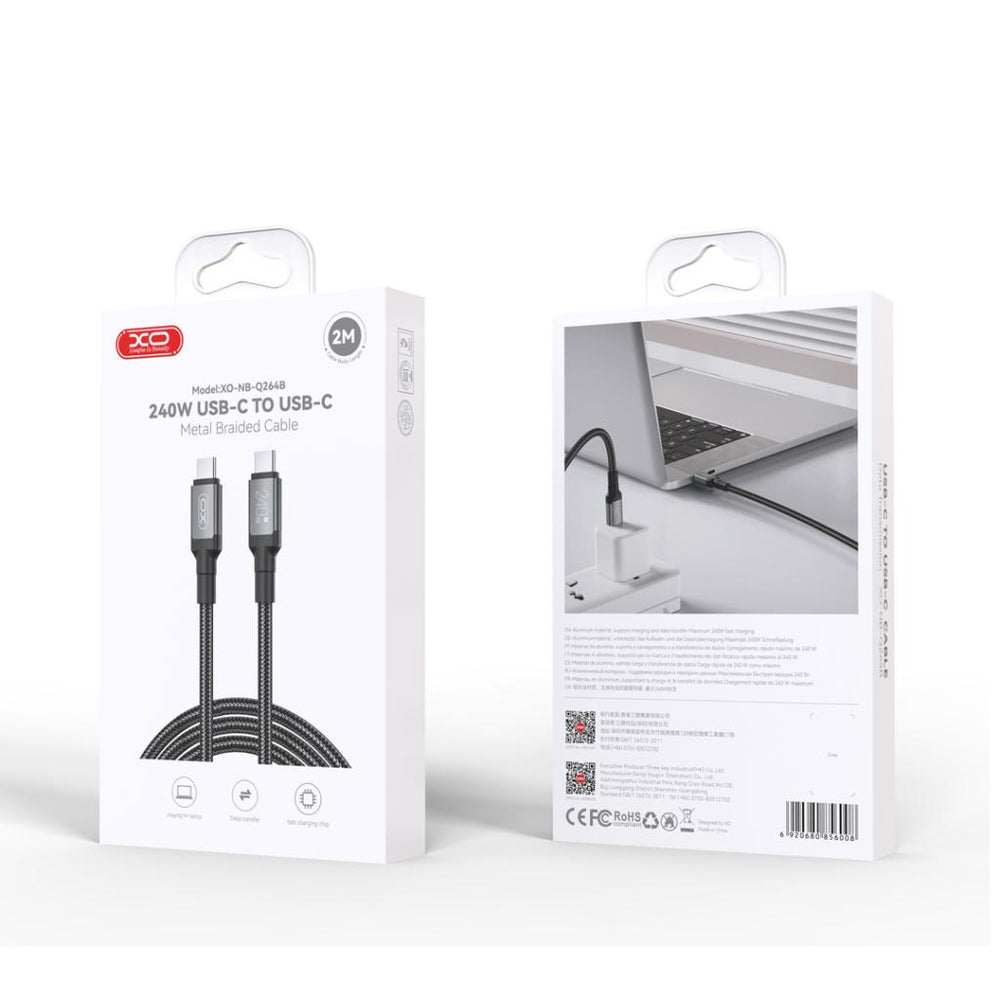 XO (NB-Q264B) - Cablu Date si Incarcare, USB-C, PD240W, QC3.0, 2m, Black