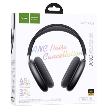 Casti Wireless Hoco W65 Plus, Over Ear, BT 5.4, Reducere Zgomot ANC - Gri sideral