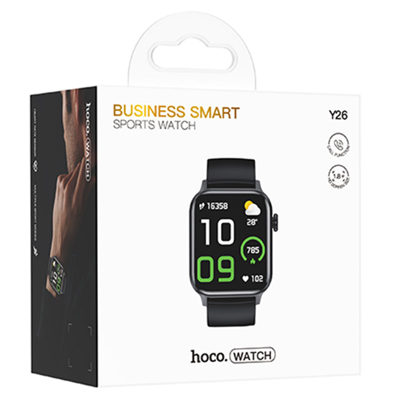 Hoco (Y26) - Ceas SmartWatch, Sport, BT 5.0, functie de apel, 230mAh, Multilanguage, Black
