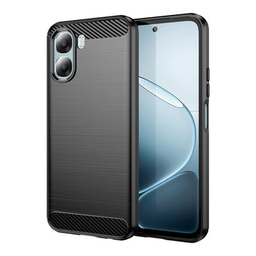 Husa Brush pentru Oppo A6 4G, TPU, Metall Look - Negru