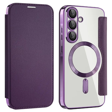 Husa MagFlip pentru Samsung A37, Magnet, RFID Protect, Piele, Chrome Edge - Mov
