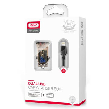 Incarcator Auto + Cablu Lightning XO CC50, 33W, 1xUSB-C, 1xUSB-A, PD, QC 3.0 - Maro
