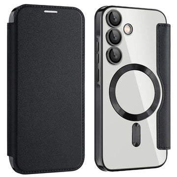 Husa MagFlip pentru Samsung A55, Magnet, RFID Protect, Piele, Chrome Edge - Negru
