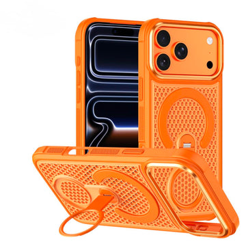 Husa MeshMag pentru iPhone 16 Pro Max, KickStand, Magnet Ring - Portocaliu