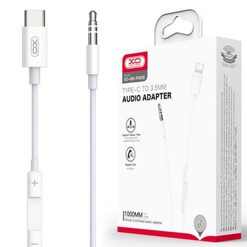 Cablu Audio XO NB-R192B, USB-C la Jack 3.5mm M, PopUp Function, 1m - Alb