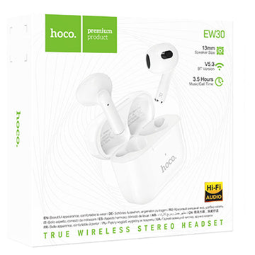 Casti Wireless Hoco EW30, Ear Buds, BT 5.3, 150h StandBy, 300mAh, Intelligent - Alb