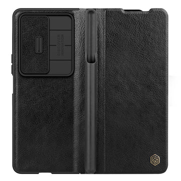 Husa Nillkin pentru Samsung Z Fold 4, Qin Piele, PC Piele - Negru