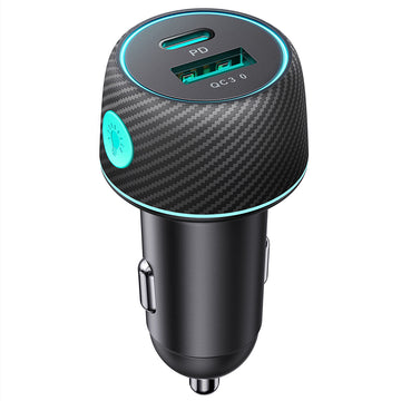 Incarcator Auto Joyroom JR-CCN01, 1xUSB-A, 1xUSB-A, QC 3.0, Multicolor Ambient - Negru